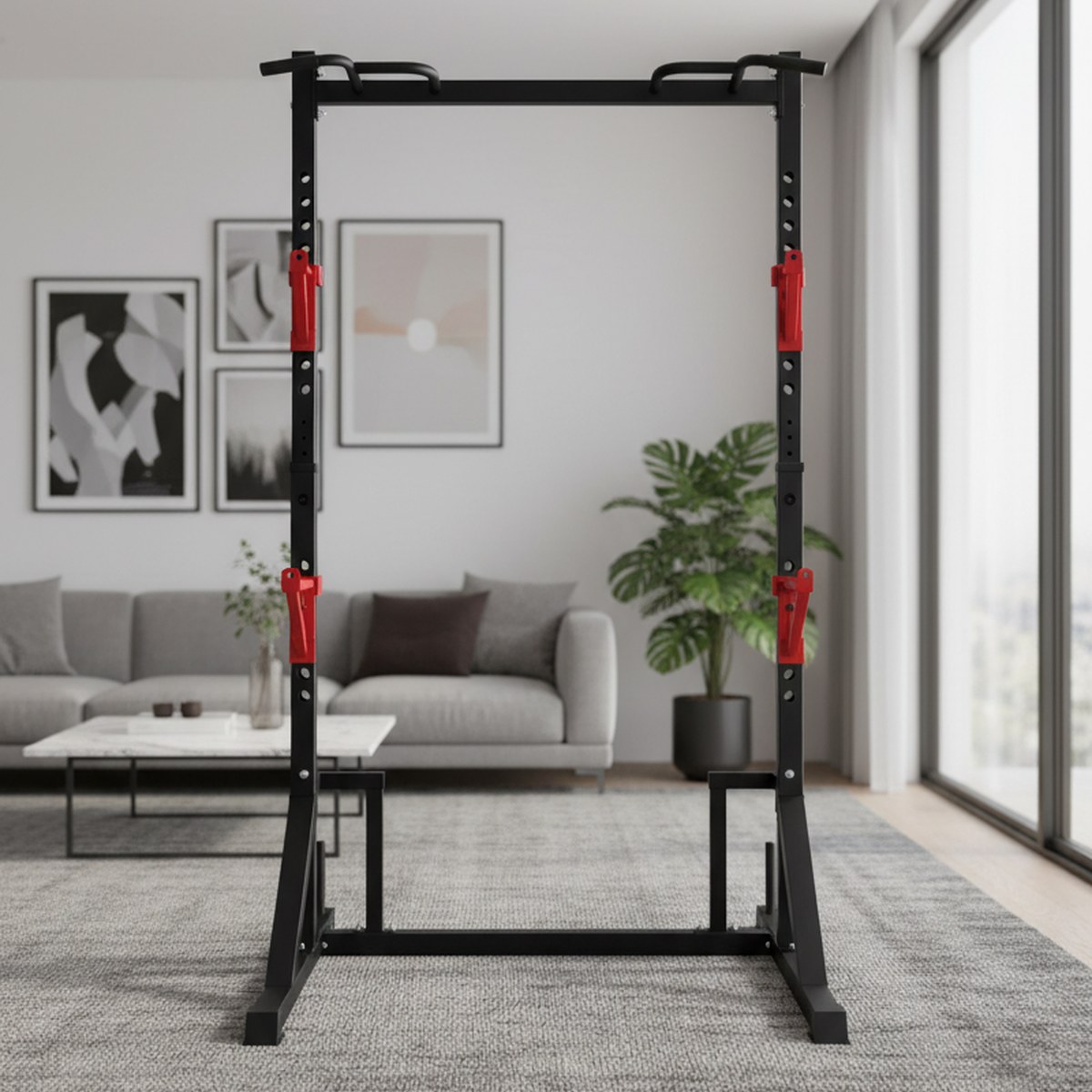 Pull Up Bar - Verstellbares Power Rack mit Klimmzugstange, Home-Gym-Kniebeugengestell,