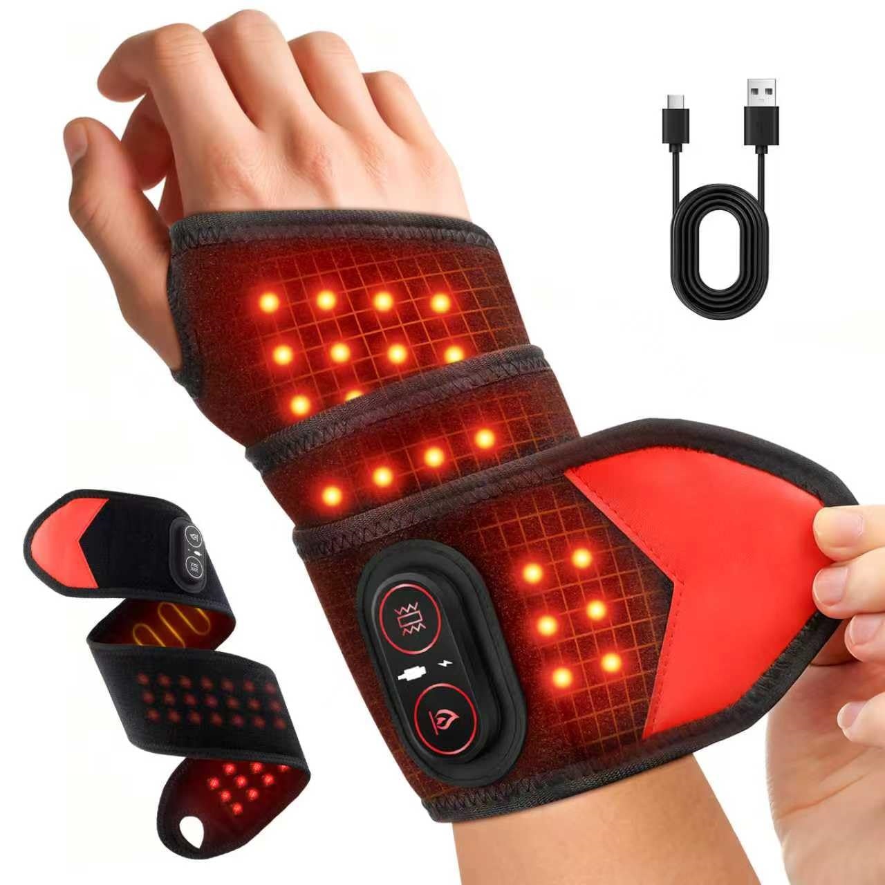 Wrist Wraps - Tragbare Rotlichttherapie-Bandage 660nm 850nm LED-Lichttherapie-Handgelenkbandage mit