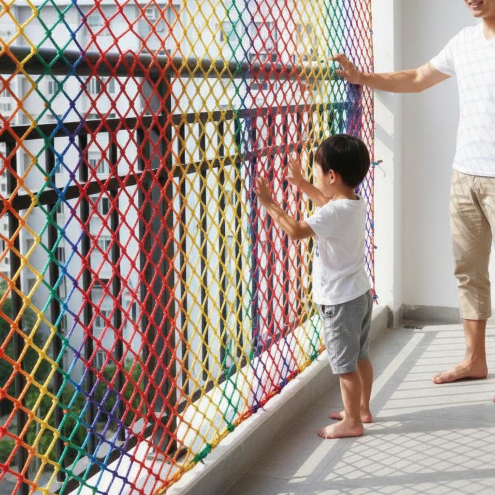 Rope Climb - Anti-Fall-Netz für Kinder, mehrfarbig, Balkon-Geländernetz, buntes