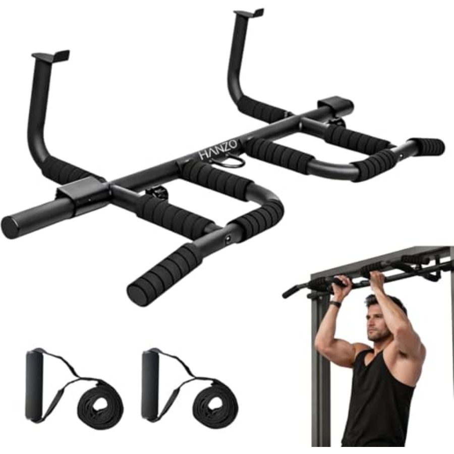 Pull Up Bar - Türklimmzugstange-Set mit Aufhängegurten, Multi-Grip-Klimmzugstange für das