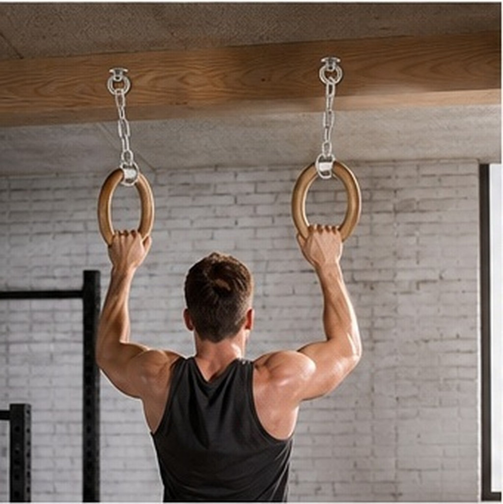 Gymnastic Ring - 2 Stück Edelstahl-Deckenhaken-Set, Schwerlast-Ösenplatte, Aufhänger für