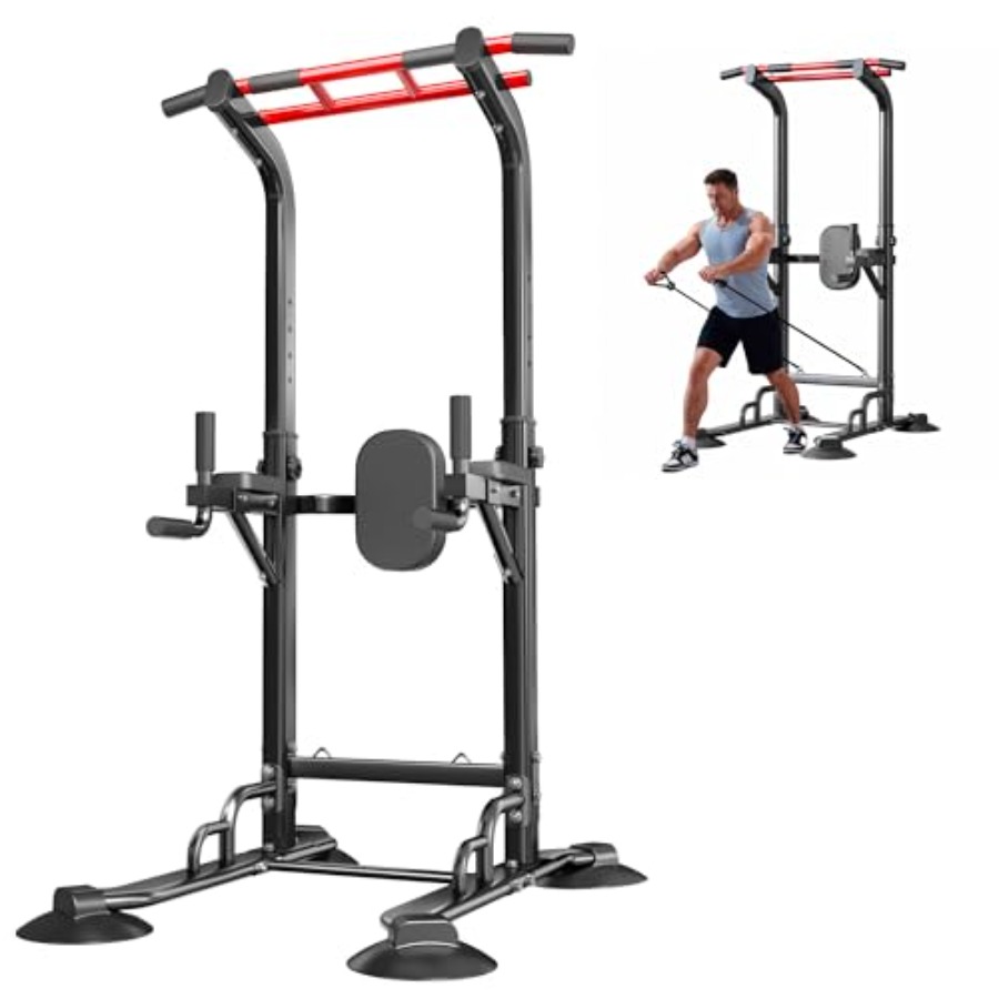 Pull Up Bar - Heim-Fitness-Klimmzugstange: Stahl, schwarz, 12-fach verstellbare Multifunktions-Dip-