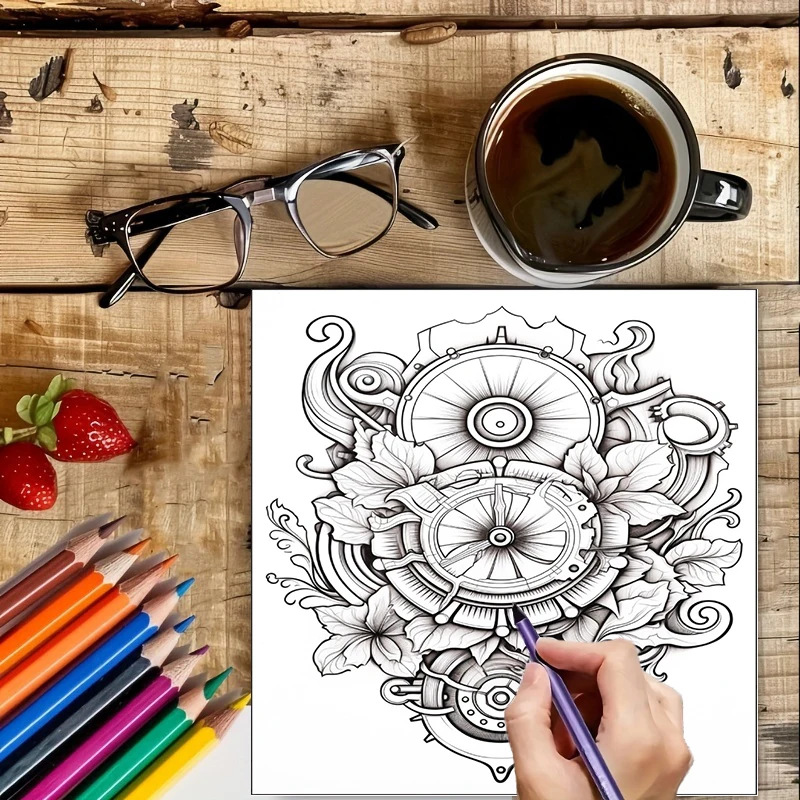 Malbuch „Steampunk-Blumen“ für – Chalk Bag Bewertung und Preis
